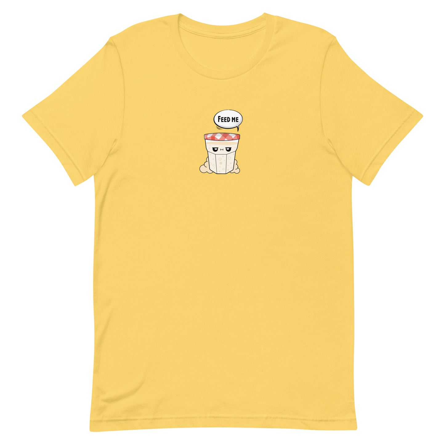 funny sourdough starter t-shirt in yellow for bakers