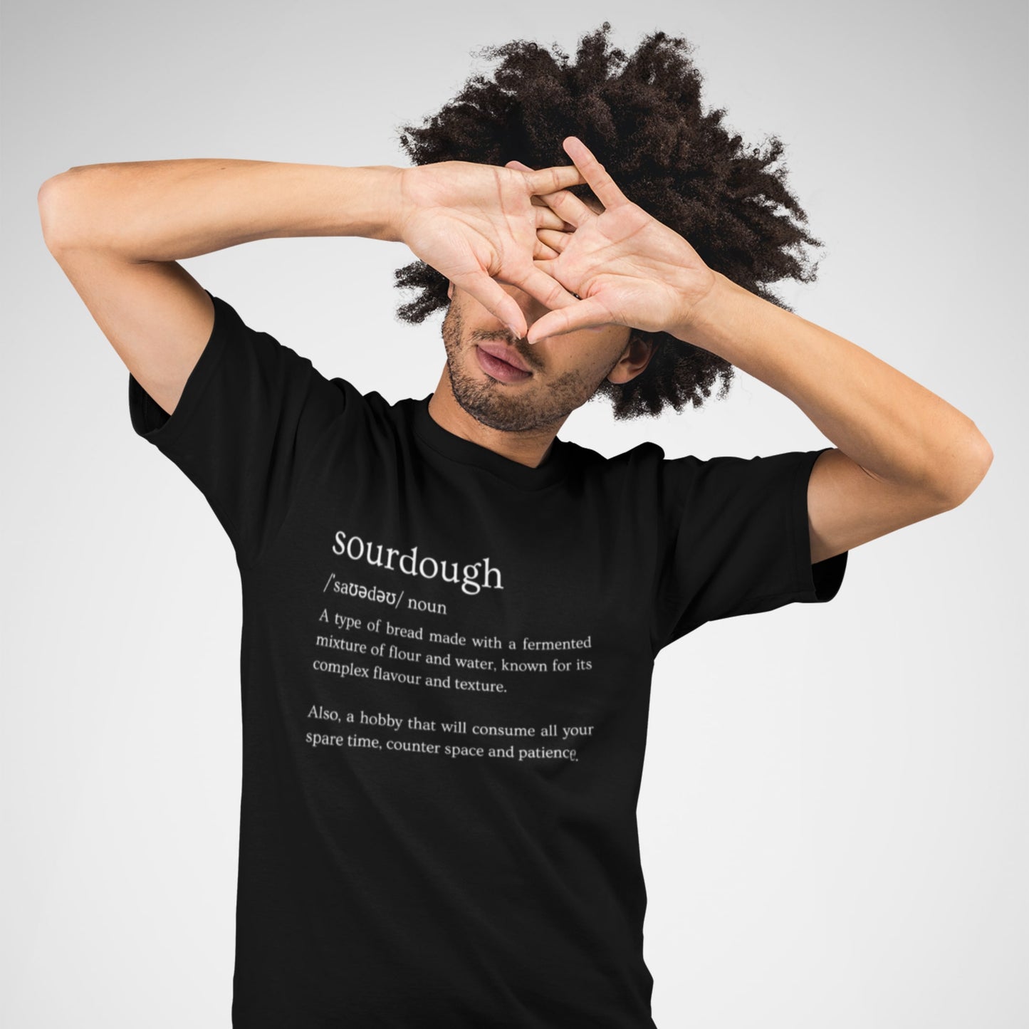 mens sourdough t-shirt with funny sourdough dictionary quote