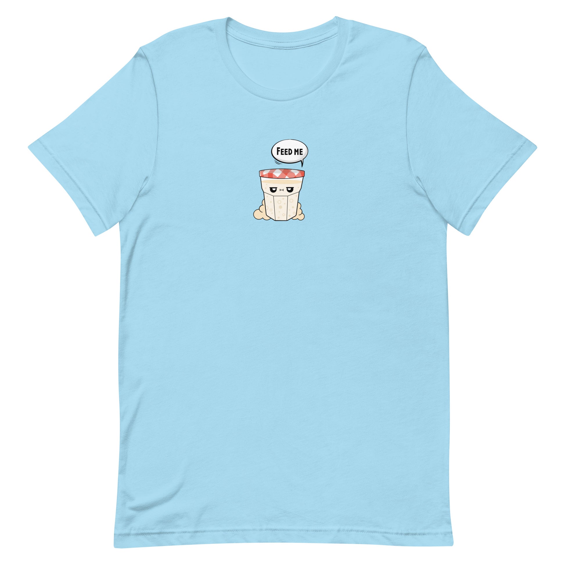 funny sourdough starter t-shirt in blue for bakers