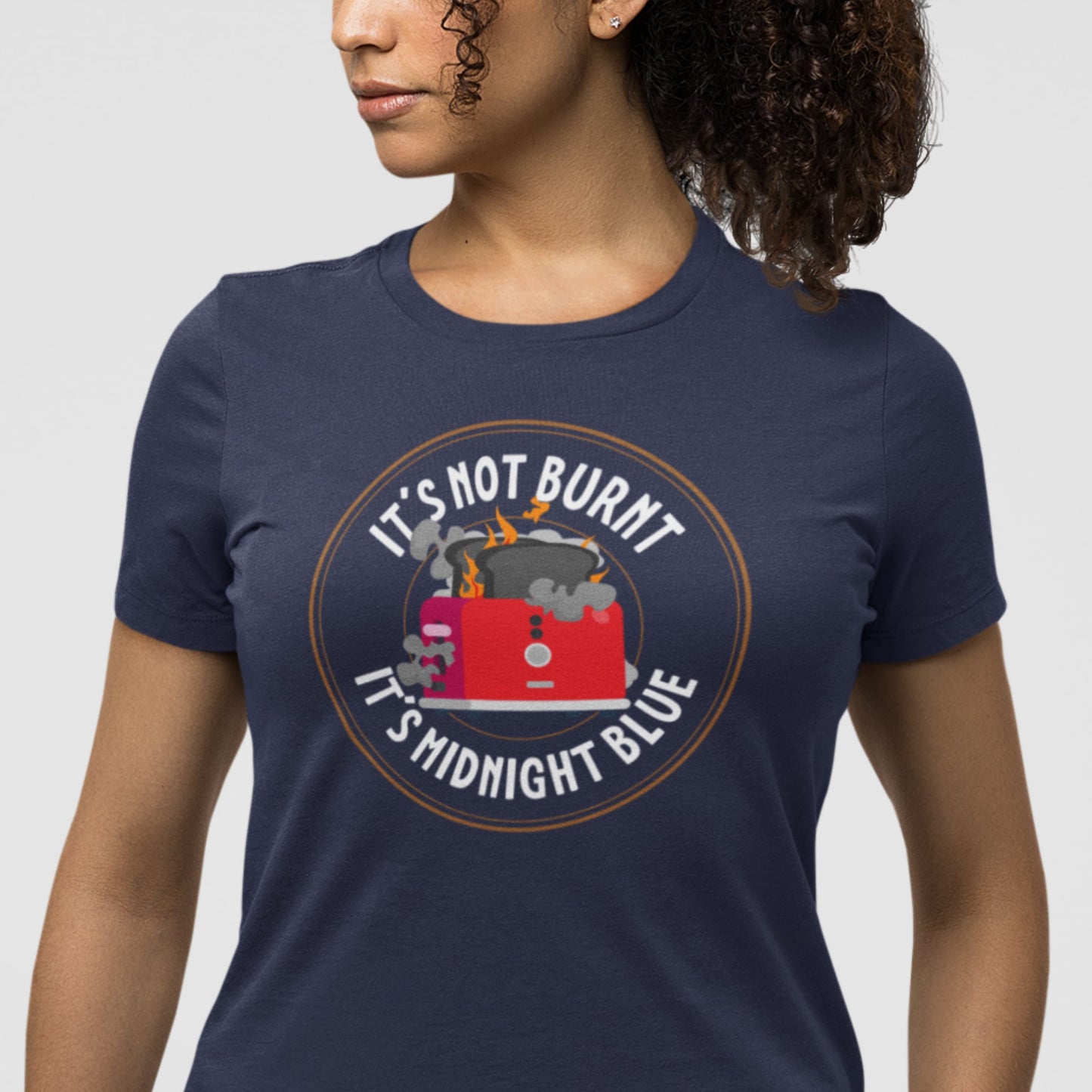 Women's funny it's not burnt food t-shirt in blue