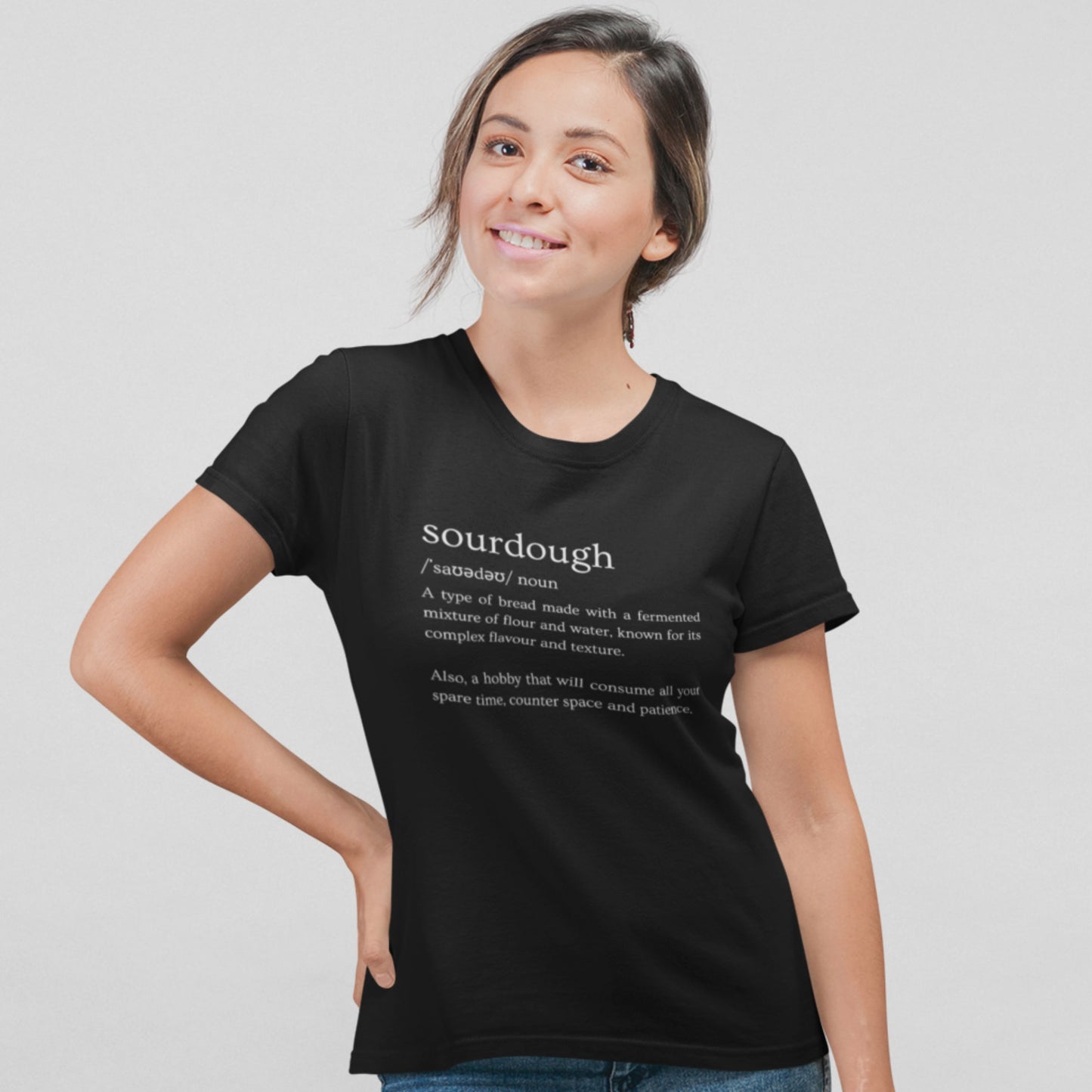 women's sourdough t-shirt with funny sourdough dictionary quote 